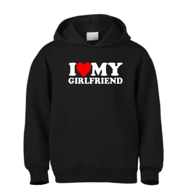I Love My Girlfriend Cotton Hoodie S,M,L,XL,XXL Menswear Classic Fabric Pocket Soft Stylish Fashion Sweaters Tops Long Sleeve Kangaroo Underwear, Casual, Longsleeves
