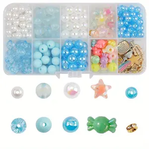 1300pcs Candy Glacier Blue Acrylic Beads, DIY Jewelry Making Kit, Craft Supplies, Keychain Charms, Fashion Gifts, Artistic Accessories