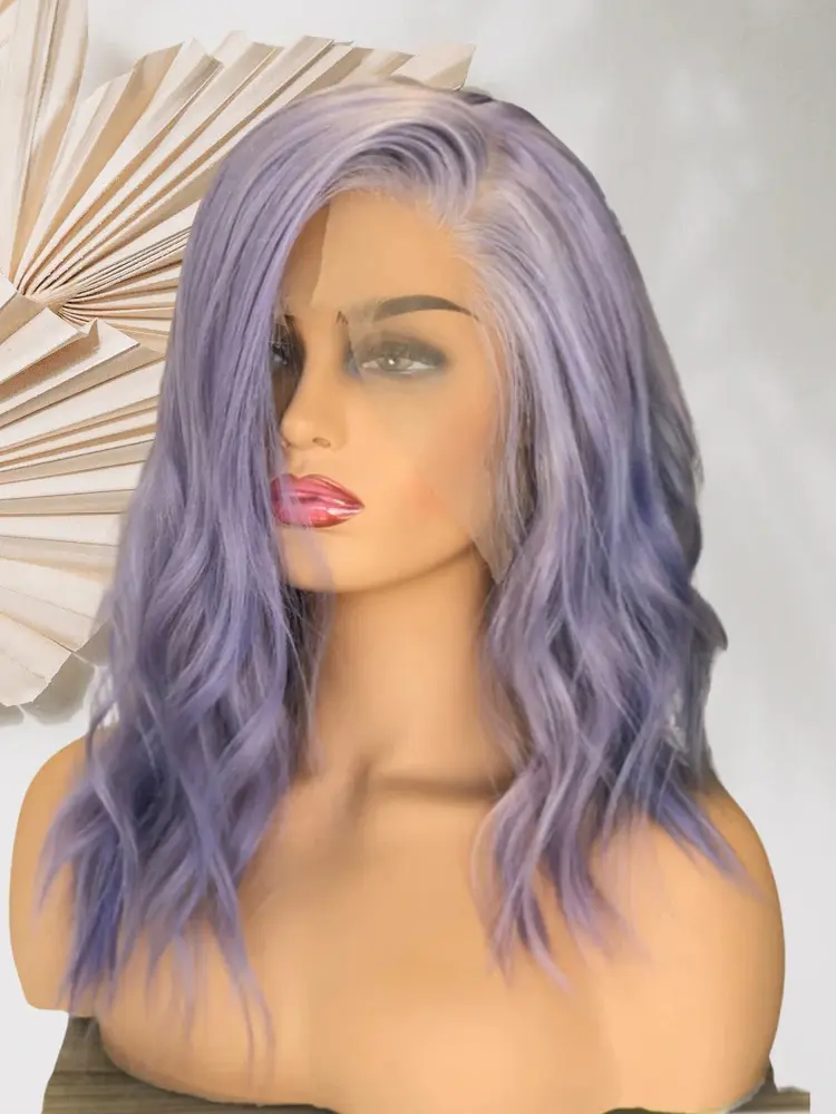 Hair Queen LA Amethyst Wavy Human Hair Wig, 13x4 Lace Front, 150% Density, Unisex, Heat Resistant, Breathable, Lightweight, Full Volume, Natural Looking for Special Events