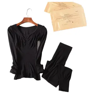 Japanese MUJI Style Womens Autumn Winter Base Layer Set Thin Body Shaping Thermal Underwear