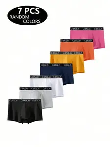 7 Random Color Men's Boxer Shorts, Comfortable and Soft Underwear Set, Essential Fashion for Everyday Wear
