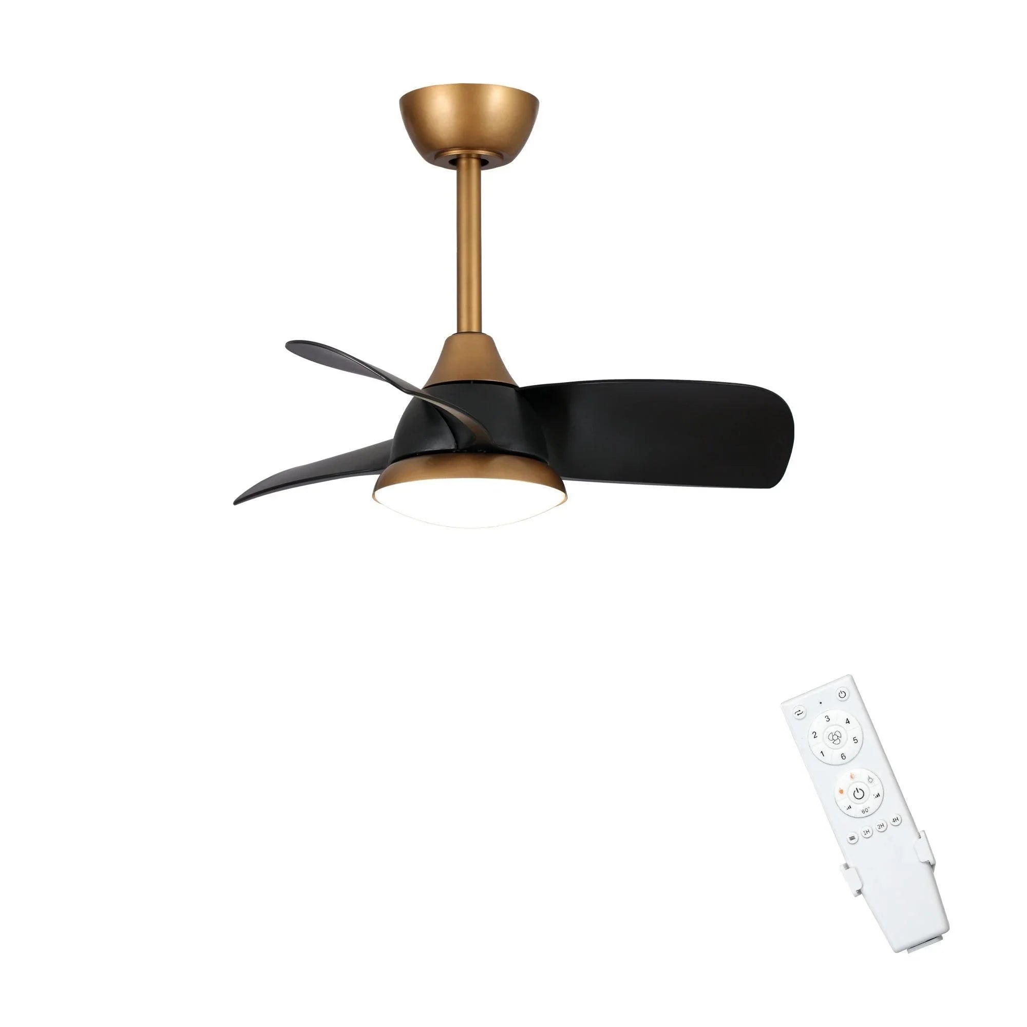 28" Modern DC Motor Ceiling Fan, Downrod Mount, Reversible Blades with Dimmable LED Light & Remote Control