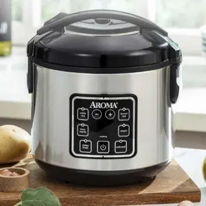 AROMA 8-Cup Digital Rice Cooker & Food Steamer with Bonded Granite Nonstick Ceramic