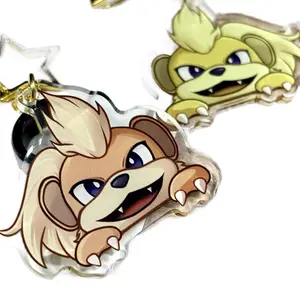 Growlithe Double-Sided Shiny Pokemon Keychain 2” Acrylic Charm with Purple & White Design, Includes Gold Star Clasp, Cute and Stylish Accessory