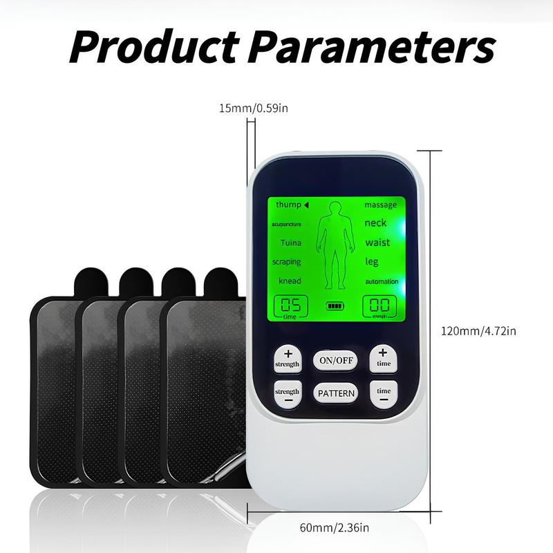 Mini Fitness Pulse Device 10-Mode Rechargeable Body Relaxinging Unit with 4 Electrode Pads for Pain Relief & Muscle Stimulation