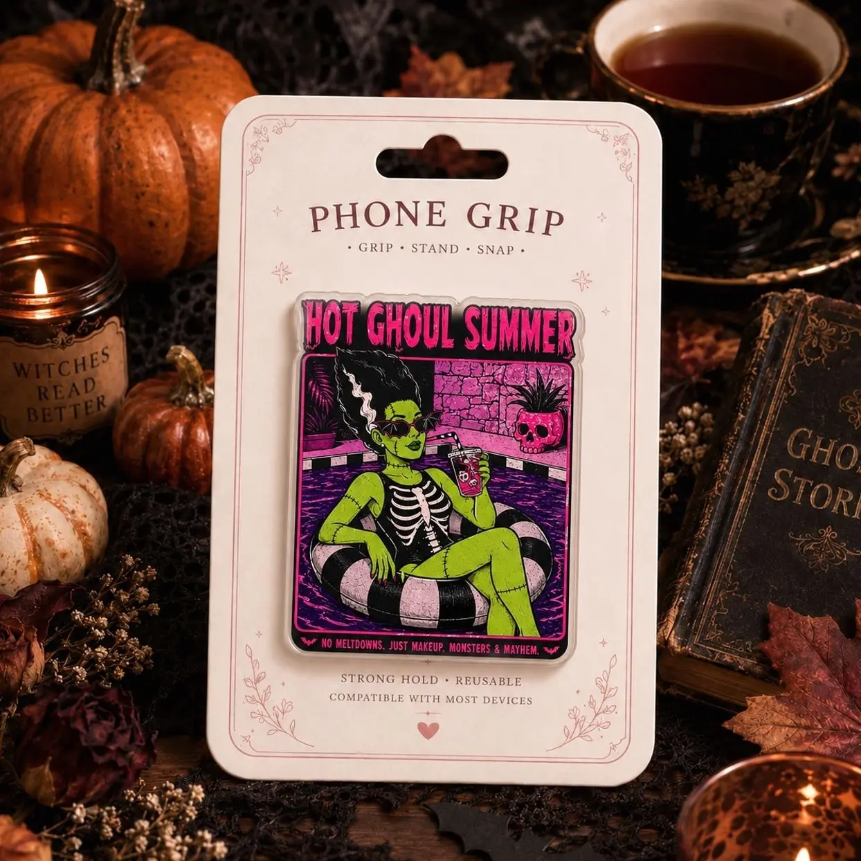 Magnetic Hot Ghoul Summer Phone Grip Acrylic Phone Holder Halloween Gothic Phone Stand