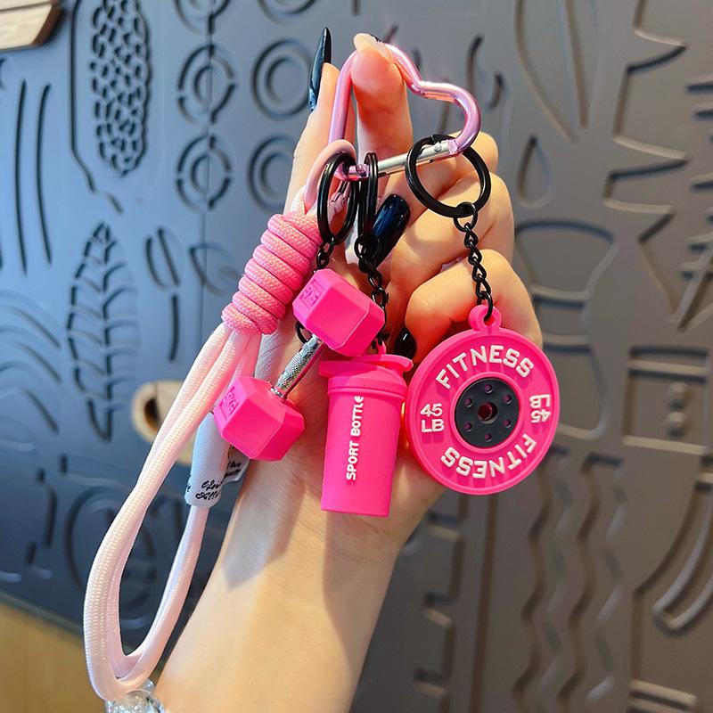 Fitness Keychain Set, MSilicone Dumbbell Kettlebell Weight Plate Keychains, Cute Keychain Gym Accessories for Men Women keychain  gift high quality fashion jewelry jew lery