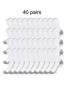 Men's Classic Long Socks Set of 30 Pairs, Breathable Comfort Moisture-Wicking, Casual Outdoor Wear, Striped Knit Fabric