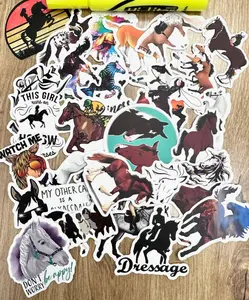 20PCS Random Equestrian Stickers Pack For Laptop Bicycle Tumbler Luggage Bumper, Waterproof Vinyl Sticker