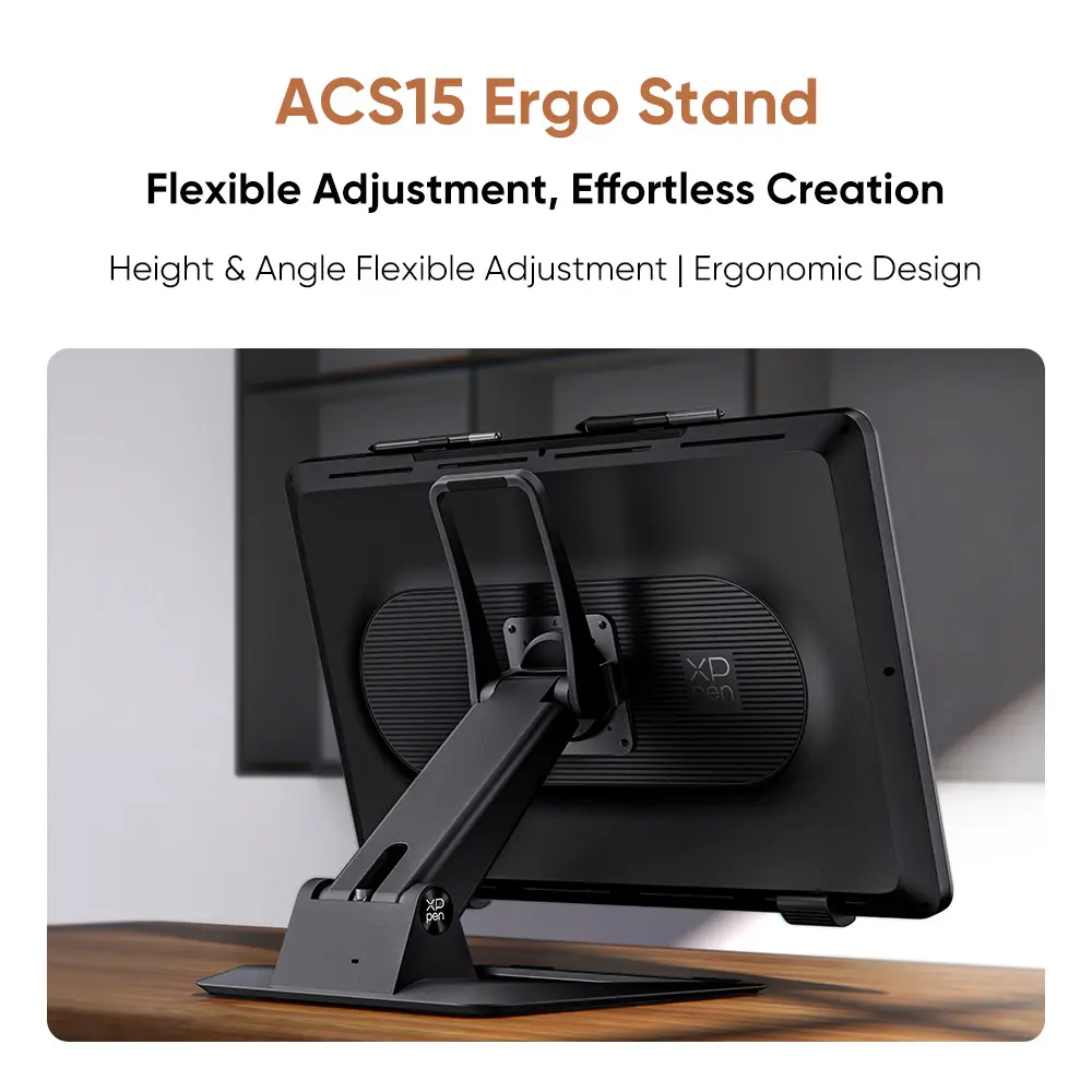 XPPen ACS15 Ergo Stand Height & Angle Flexible Monitor Stand Compatible with 17'' to 32'' Screen & Graphics Drawing Tablet Stand Ergonomic Design Adjustment with 14 angles from 20° to 90°