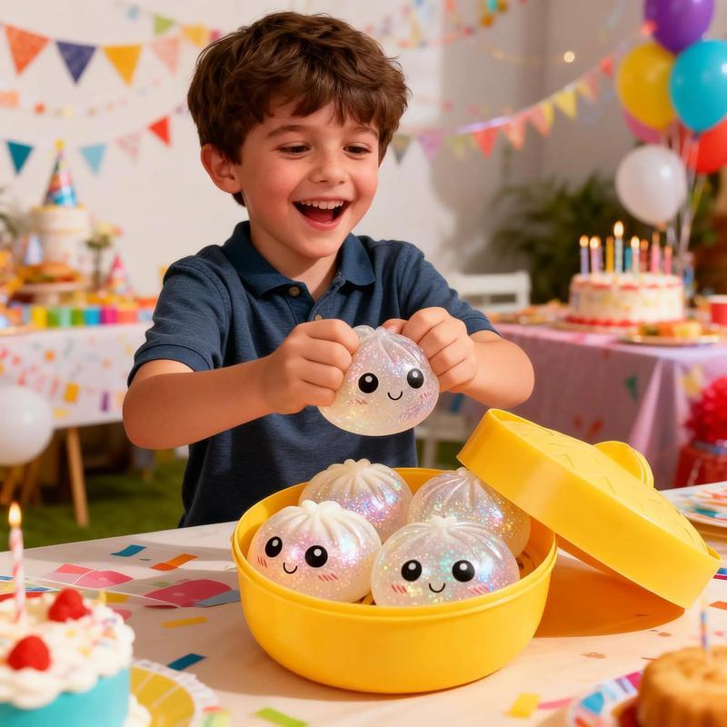 Soft and sticky dumpling stress ball, sensory in the shape of a steamed bun for stress relief, dough ball stress ball,