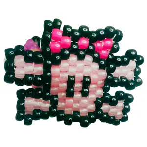 Glow-n-Dark Pink Skull And Bones on Kandi 3d Cuff EDM Rave Bracelet Handcrafted-to-Order