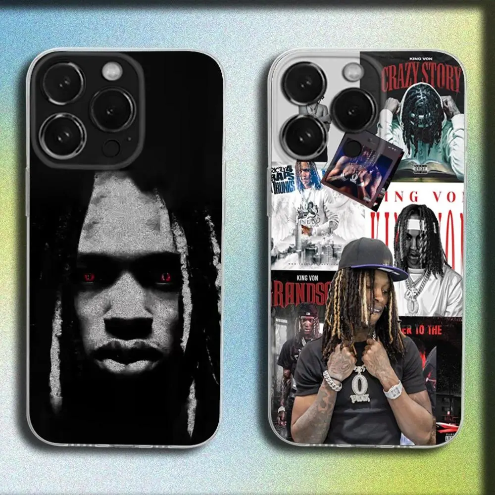 K-King Von Phone Case For iPhone 17 Promax 17E 16 15 14 13 12 11 Pro Max Plus Air & Samsung Galaxy S26 S25 S24 S23 S22 S21 FE Ultra Plus Anti-Fall Transparent   TPU Smartphone  shockproof protection Soft silicone Back Cover