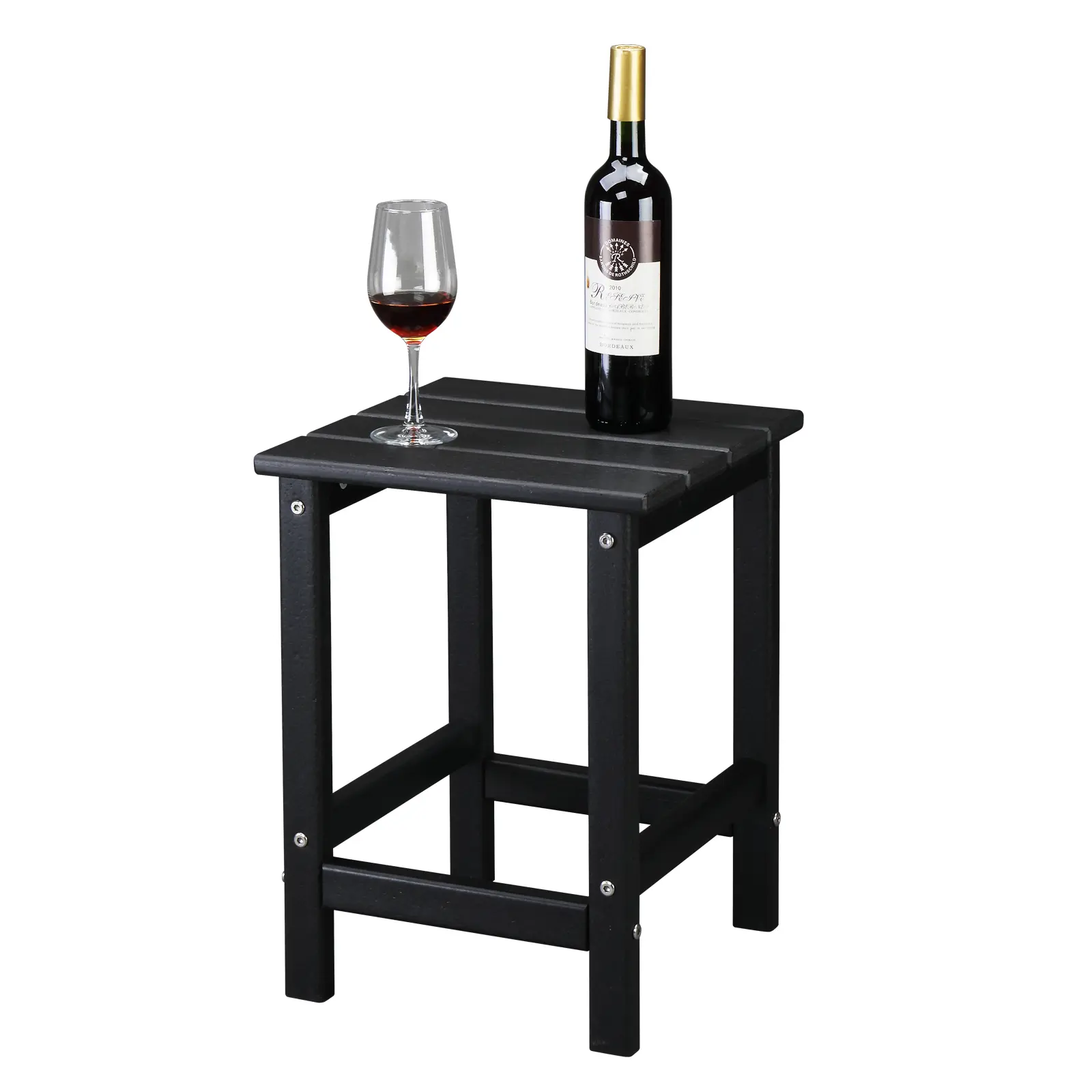 Black Plastic Square Accent Side Table - Single-Layer Indoor Furniture, Waterproof, Stylish Matte Finish, Durable Nightstand with Hardware Kit & Assembly Guide, Easy Assembly for Bedroom & Living Room, Modern