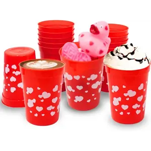 4E's Novelty 12-Pack Valentine Reusable Cups – BPA-Free 8oz Kids’ Party Favors for Classroom