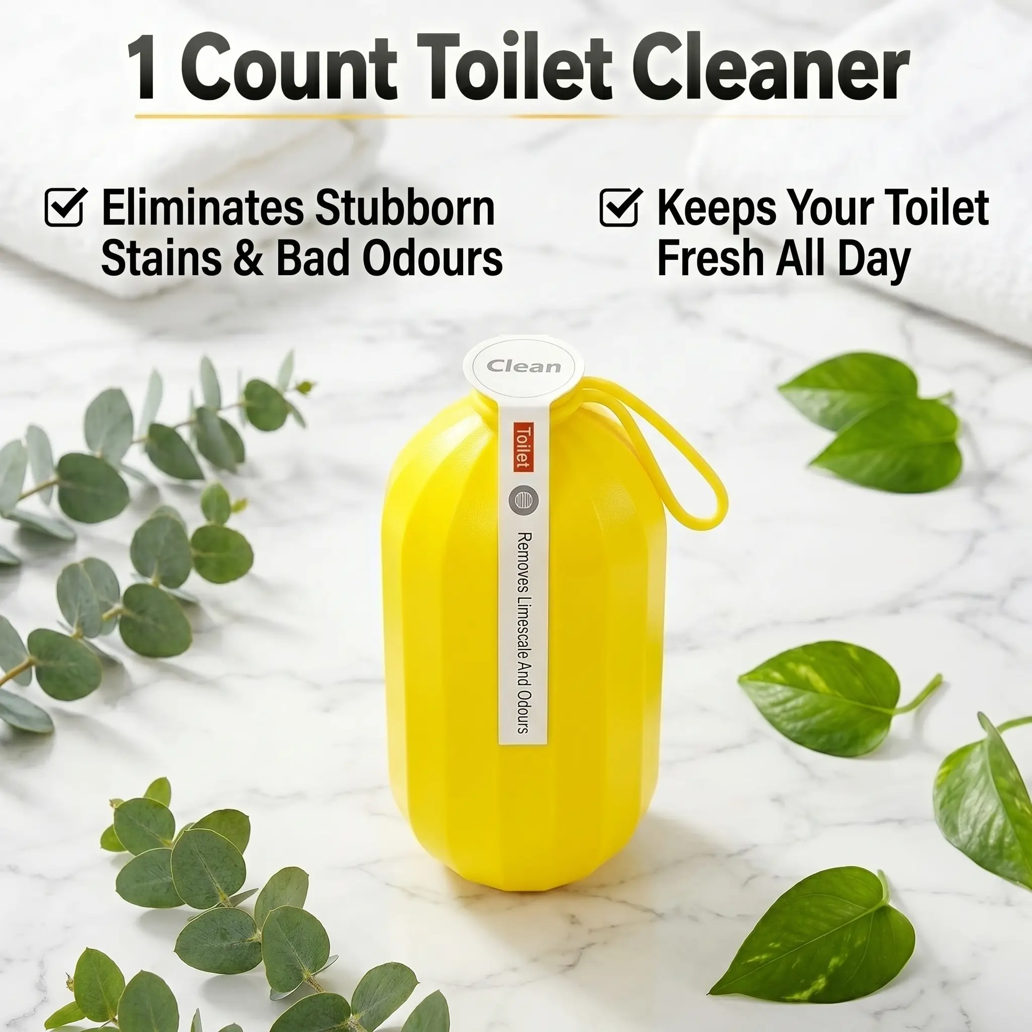 1 Count Automatic Toilet Bowl Cleaner, automatic flushing action, tank and pipe cleaning, no manual scrubbing