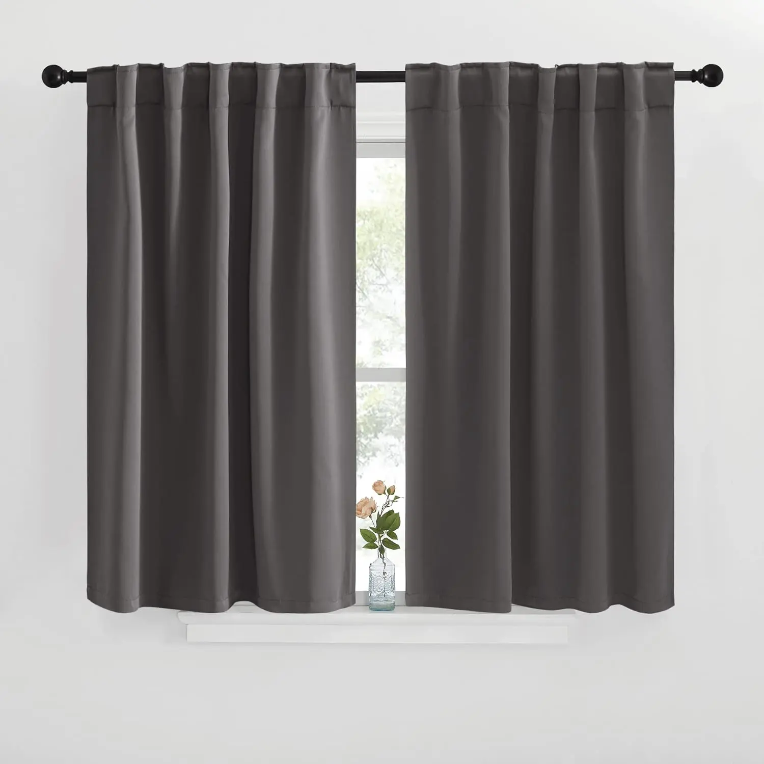 NICETOWN Blackout Window Curtains for Camper - (Grey Color) 42x40 Inch， 2 Panels Set， Thermal Insulated Room Darkening Blackout Drapes/Draperies with Rod Pocket & Back Tab for Loft