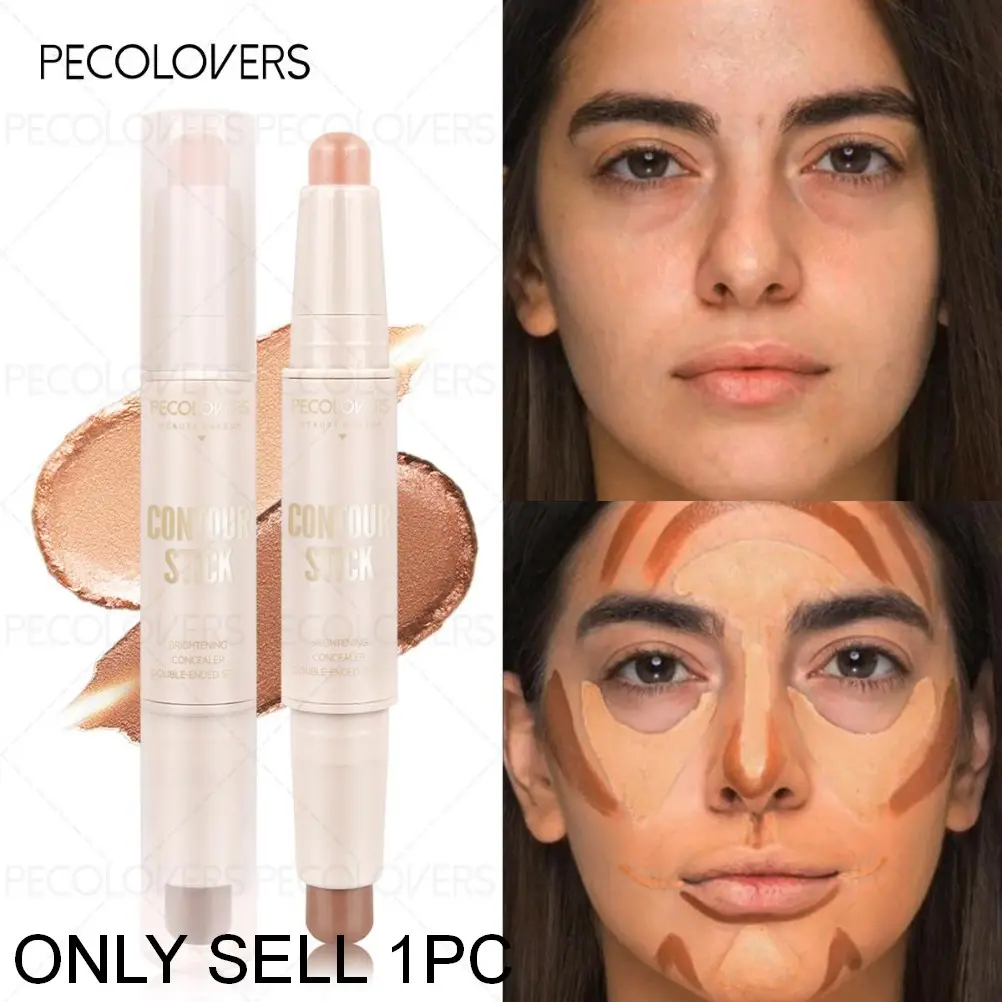 1PC 3D Face Contour Stick Dual-Ended Concealer and Highlighter Pencil Waterproof Brightening Long-Lasting Coverage- Daily Makeup Must-Have Bronzer Makeup