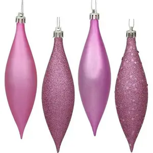 Vickerman  5.5 in. Pink Drop 4 Finish Assorted Color Christmas Ornament - 8 per Box