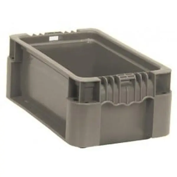 Quantum Storage Gray Plastic Straight Wall Storage Boxes - 12x7.5x5 in, Durable Hand-Held Home Organizer Bins with Reinforced Corners, Space-Saving Shipping Containers for Work in Progress, With Handle