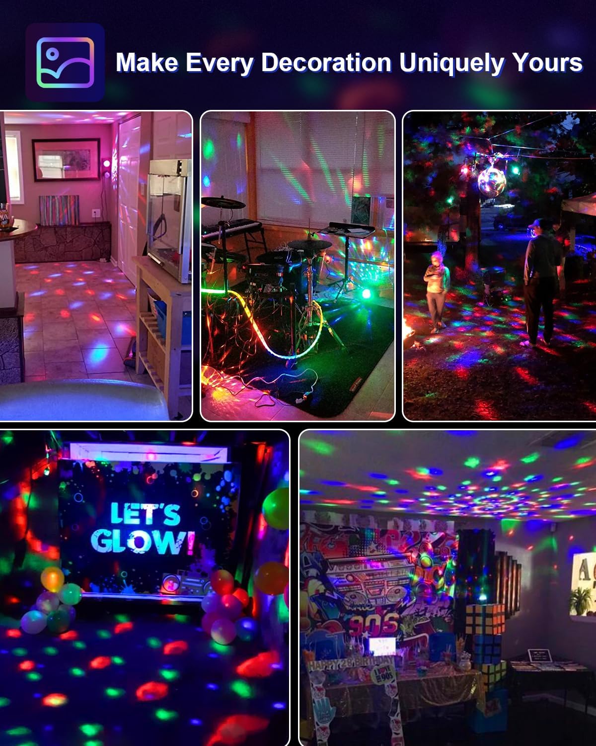 [New Deal] Sound Activated Party Lights with Remote DJ Lighting, Disco Ball Strobe Stage Light for Home Room Dance Parties and Celebrations, Adjustable Rgb Lighting, Vibrant Rgb Lighting