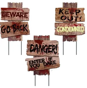 self-designed Halloween Decorations Yard Signs Stakes Props Outdoor Decor Scary Zombie Vampire Graves Holiday Party Supplies 3 Pack(15" x 12")