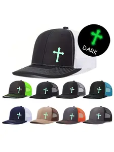 Unisex Baseball Cap, Fitted Hats, Luminous Cross Print Design, Mesh Fabric, Mesh Hat, Fitted Style, All Season Wear, Adjustable & Comfortable Fit