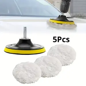 5pcs Set of Car Polishing Pads Designed for Drills - Including 3'' or 4'' Buffing Pads, Backing Plates and Adapter, Fit for Sanding, Polishing and Waxing Pads