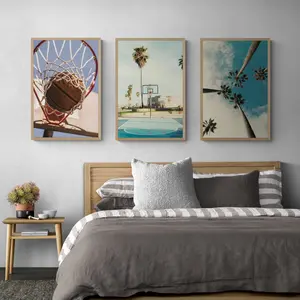 3 Piece Basketball Wall Art, Palm Tree Print, Wall Art Teenage Boy Gifts, Basketball Print, Kids Desk Decor, Teen Boy Room Decor, Teen Décor