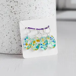 Set of 4 Confetti Acrylic Stitch Markers - Teal Dots