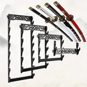Multi-Layers Wall Katana Shelf Support Wooden Sabre Original Samurai Sword Stand Holder Display Real Size Japanese Katana Rack House Ornament Decoration Organizer Gift