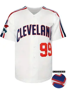 Men's #99 Ricky Vaughn Jersey 90s Hip Hop Clothing Movie Baseball Stitched Baseball Shirt