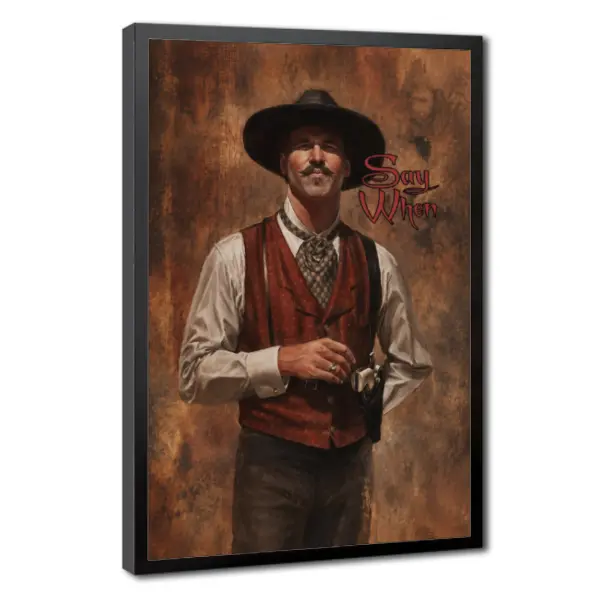 Vintage Western Cowboy Portrait Poster, Rustic Artwork, Retro Wild West Canvas Print for Home Interior Decor - Living Room, Bedroom