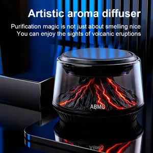 Smart Car Diffuser Air Freshener, Solar Car Odor Remover with Automatic Start-Stop, Volcano Landscape Aroma Diffuser, 2 Luxury Scents, Portable Car Fragrance for Car Home & Office, The Perfect Gift for Men and Women