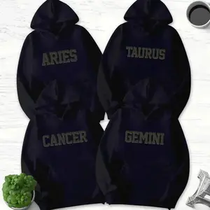 Zodiac GRAPHIC Black Hoodie, Sweatshirt, Tee Shirt, Astrology Sweatshirt, Horoscopes Tops Long sleeves Graphic Crewneck Pullover, Birthday Gifts