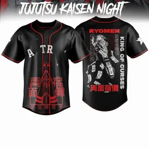 Jujutsu Kaisen Night 2026 Sukuna Baseball Jersey – Anime Fan Merch Shirt, Unisex Streetwear, Manga Outfit Gift