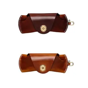 Vintage Eyeglasses Case, Portable Soft Leather Sunglasses Holder with Lanyard, Stylish Optical Storage Box for Men & Women, Portable Sunglasses Organizer