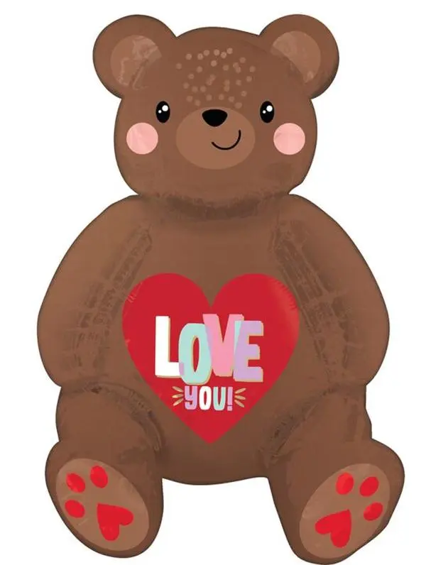 Satin Love Bear Metallic Balloon - Valentine's Day