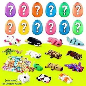 12 Pre-Filled Easter Blind Box Eggs, Randomly Includes 12 Cute Mini Animal Toys, Perfect for Basket Filling, Party Gifts, Egg Hunt Games