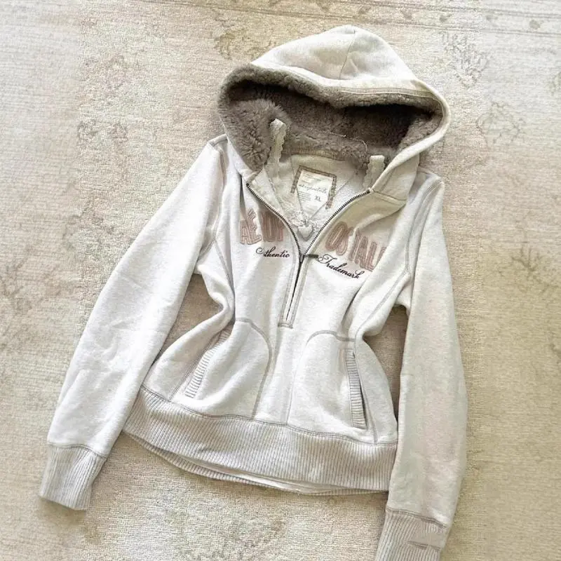 Women's Clothing 2025 Summer Millennial Hot Girl Punk Medieval Vintage Gray Autumn And Winter Zipper Sweatshirt Jacket Fabric Fit  Hoodie Thick Long Sleeves Womenswear winter clothes women Basic