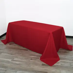 90 x 156 inch Polyester Rectangular Tablecloth Dark Red