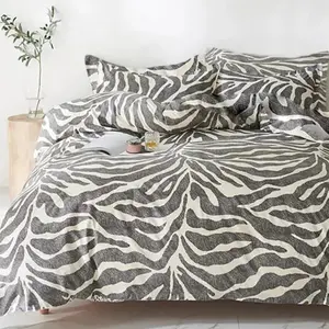 Gray Zebra Pattern Print 3-Piece Duvet Cover Set, includes 1 Duvet Cover + 2 Pillowcases (Filling Not Included). Soft and Comfortable, Machine Washable, Simple and Stylish. Perfect for Bedroom or Dorm Room Use.
