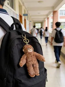 Adorable Monkey Plush Toy Keychain, Cute Animal Stuffed Doll Bag Charm, All-Season Accessory for Bags & Keys, No Choking Hazard