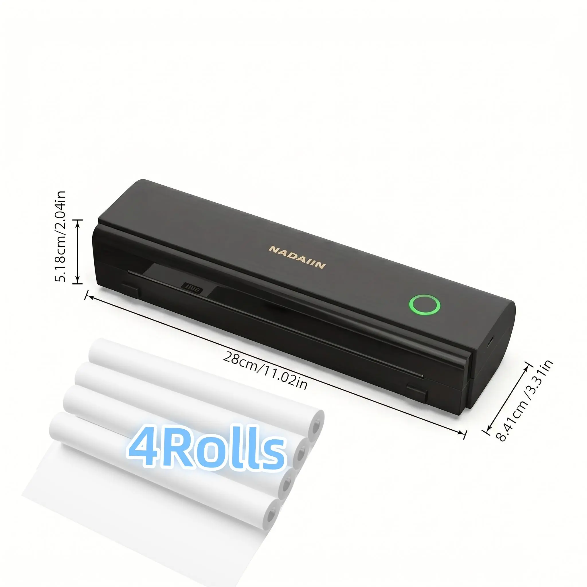 NADAIIN A4 Portable Inkless Thermal Printer with Paper Tray, Wireless Wireless Mobile Printer, Supports 8.5X11 Inch American Letter Paper/A4 Thermal Paper, Compatible with Mobile Phones And Laptops, Suitable for Home, Office, School And Travel Label Print