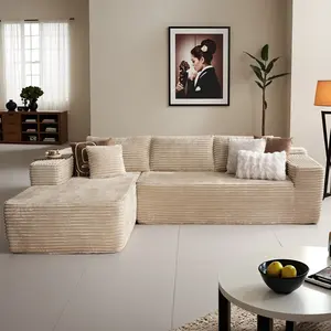 [2 Packages Shipping]  105''  L-shape modular corduroy sofa  - modern and suitable for living room, comfortable，No Assembly Needed,Popular Boneless Sectional Couch Loveseat Couch