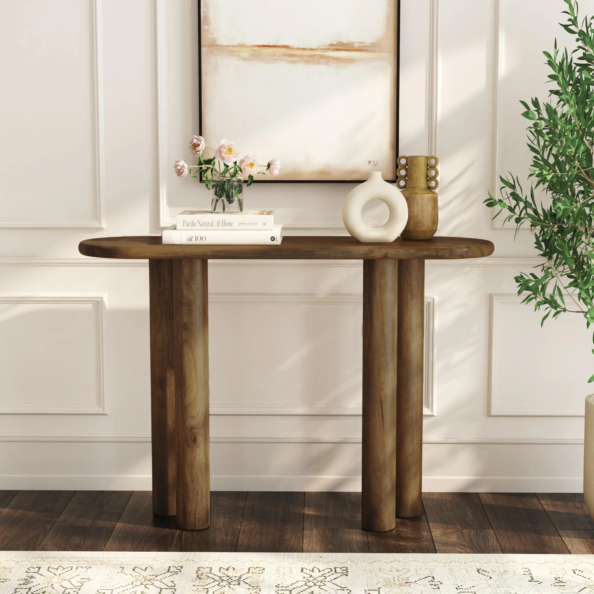 Felix Four Column Solid Wood Console Table