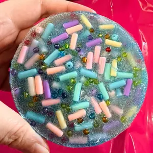 4in Reusable Noodle Life Picky Pad with Colorful Beads and Pastel Sprinkles for Play Sensory Textured Fidget