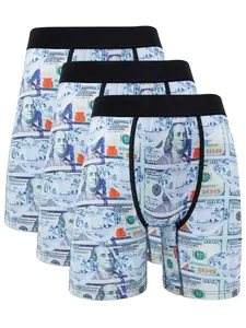 Men's Colorful Print Letter Tape Boxer Brief, Breathable Comfortable Underwear for Daily Wear, Casual Men's Underwear for All Seasons