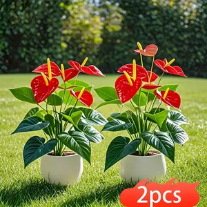 2 Piece Artificial Plants, Artificial Outdoor Plants, Fake Flower Plants, Plastic Calla Lilies, 5 Large Flowers, Wedding Garden Decor, Hotel Home Office DIY Photography