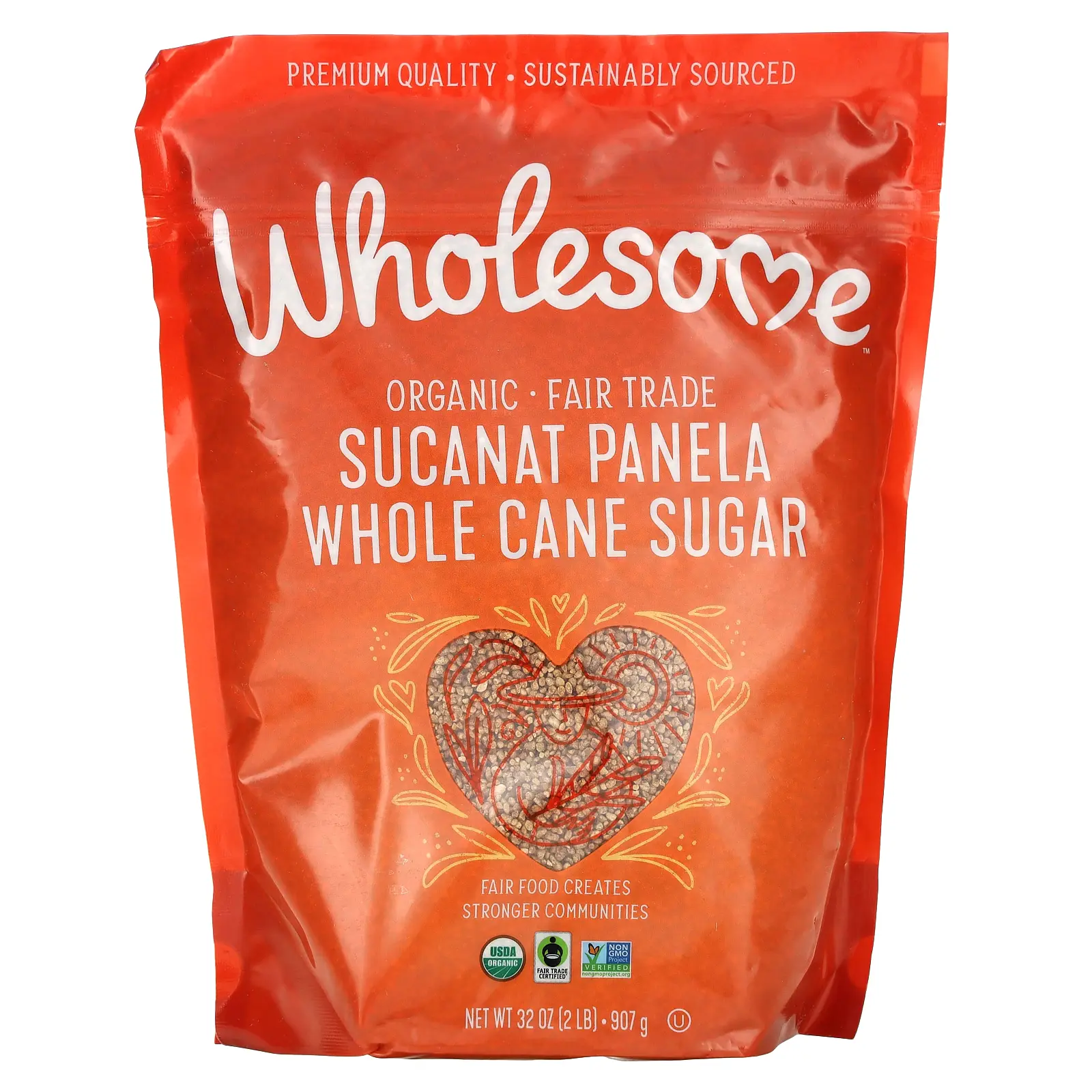 Wholesome Sweeteners Organic Sucanat Panela Whole Cane Sugar, 32 oz (907 g)